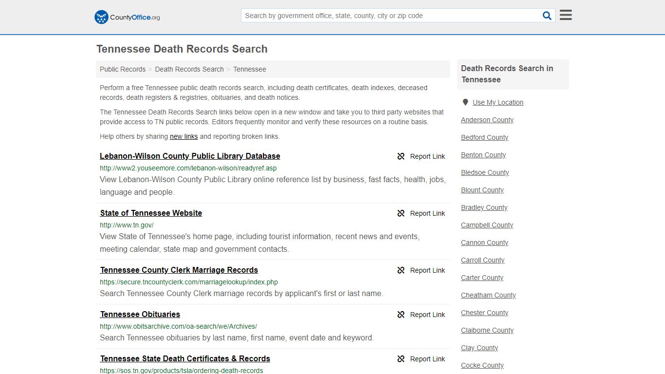 Death Records Search - Tennessee (Death Certificates ...