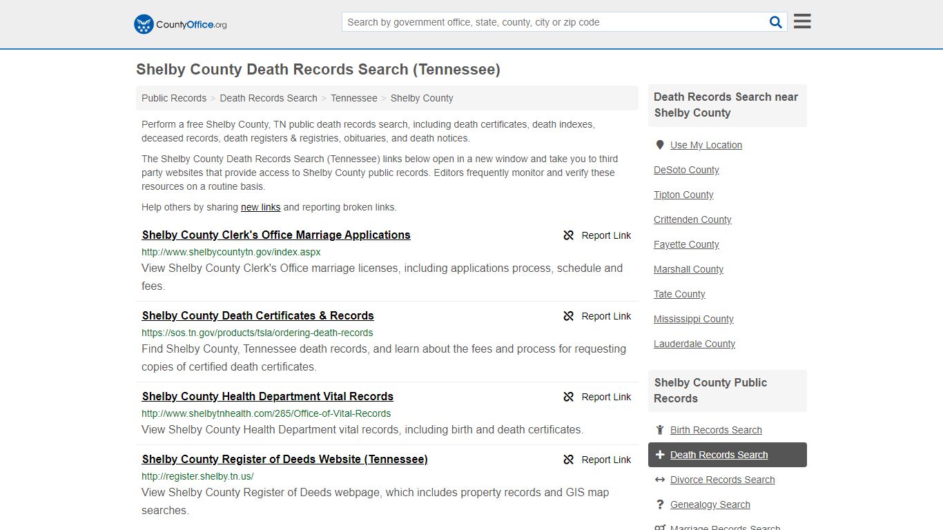 Death Records Search - Shelby County, TN (Death ...